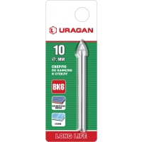 Купить URAGAN Сверло по кафелю, керамике, стеклу с двумя режущими лезвиями, 10 мм, 29830-10 оптом в Москве от производителя