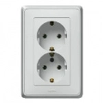 Купить 773627 Розетка двойная 2конт. + земля Carvia белый оптом в Москве от производителя
