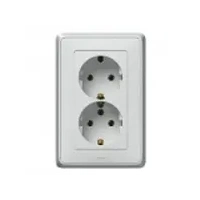 Купить 773627 Розетка двойная 2конт. + земля Carvia белый оптом в Москве от производителя