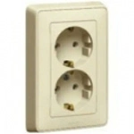 Купить 773727 Розетка двойная 2конт. + земля Carvia сл. кость оптом в Москве от производителя