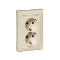 Купить 774370 Розетка двойная 2конт +земля в сборе Valena сл.кость оптом в Москве от производителя