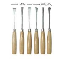 Купить 85063 Набор стамесок фигурных с деревянной ручкой (набор 6шт) (60) оптом в Москве от производителя