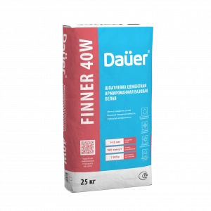 Купить Dauer FINNER EXTER 40 W ЗИМА Шпатлевка цементная армированная базовая белая 25 кг оптом в Москве от производителя