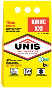 Купить Клей плиточный Юнис ХХI, 5 кг оптом в Москве от производителя