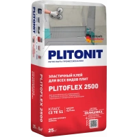 Купить PLITOFLEX 2500 клей эластичный для крупноформатной плитки и облицовки поверх эластичной гидроизоляции класс C2 TE S1 25 кг  (48шт/подд.) оптом в Москве от производителя