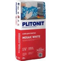 Купить PLITONIT MOSAIC WHITE белый клей для для для стеклянной мозаики, керамической плитки, керамогранита и натурального камня, клас 25 кг  (48шт/подд.) оптом в Москве от производителя