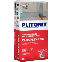 Купить PLITONIT PLITOFLEX 2500 белый эластичный клей для крупноформатной плитки и облицовки поверх эластичной гидроизоляции класс C2 TE S1 25 кг(48шт/подд.) оптом в Москве от производителя