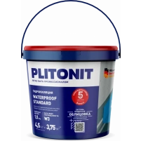 Купить PLITONIT WaterProof Standard Эластичная гидоизоляционная мастика для внутренних работ 4.5 кг  (96шт/подд.) оптом в Москве от производителя