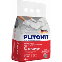 Купить PLITONIT С мрамор Клей для мраморной плитки супер белый, класс С1ТЕ 4кг  (168шт/подд.) оптом в Москве от производителя