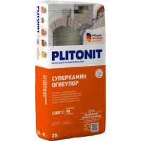 Купить PLITONIT СуперКамин Огнеупор универсальный термостойкий раствор для кладки огнеупорных кирпичей 20 кг (48шт/подд.) оптом в Москве от производителя