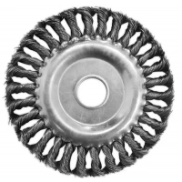 Купить Щетка-крацовка БИБЕР 70981 дисковая витая 100мм, посадка отверстие 16мм (12/72) оптом в Москве от производителя