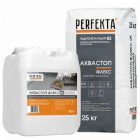 Купить Гидроизоляция цементная двухкомпонентная эластичная Аквастоп Флекс 2К, 25 кг + 10 кг оптом в Москве от производителя