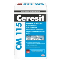Купить Клей для мозаики и мрамора Ceresit CM 115 белый, 25 кг оптом в Москве от производителя