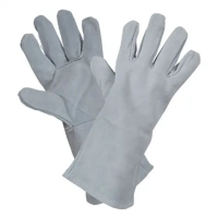 Купить Краги спилковые пятипалые серые Люкс оптом в Москве от производителя