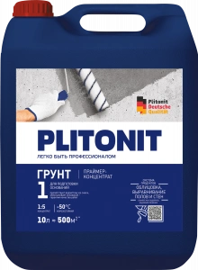 Купить PLITONIT Грунт 1 Праймер-концентрат 1:5 акрилатный для подготовки оснований 10 кг  (40шт/подд.) оптом в Москве от производителя