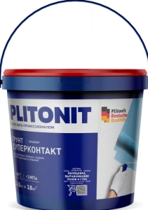 Купить PLITONIT Грунт Супер Контакт Праймер для обработки невпитывающих, гладких оснований 4.5 кг  (96шт/подд.) оптом в Москве от производителя