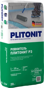 Купить PLITONIT Р3 Ровнитель быстротвердеющий для финишного выравнивания 20 кг  (48шт/подд.) оптом в Москве от производителя