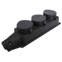 Купить Колодка тройная с загл. каучук 2P+E 1x16 220-240V (розетка для переноски) оптом в Москве от производителя