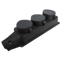 Купить Колодка тройная с загл. каучук 2P+E 1x16 220-240V (розетка для переноски) оптом в Москве от производителя