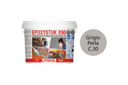 Купить Литокол Epoxystuk Х90 Эпоксидная затирка C.30 Grigio Perla (Жемчужно-серый) 5кг оптом в Москве от производителя