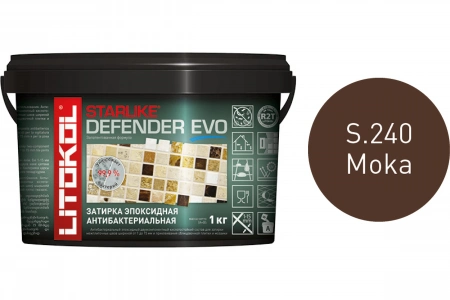 Купить Литокол Starlike Defender EVO Антибак. эпоксидная затирка S.240 MOKA (Коричневый) 1кг оптом в Москве от производителя