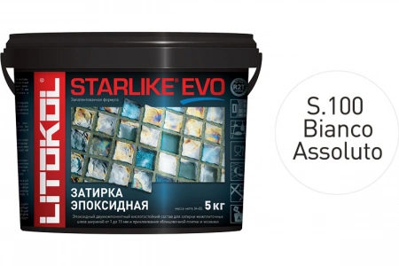 Купить Литокол Starlike Evo Эпоксидная затирка S.100 BIANCO ASSOLUTO (белый) 5кг оптом в Москве от производителя