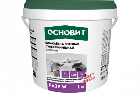 Купить Шпаклевка готовая суперфинишная ОСНОВИТ ЭЛИСИЛК PA39 W, 1 кг оптом в Москве от производителя