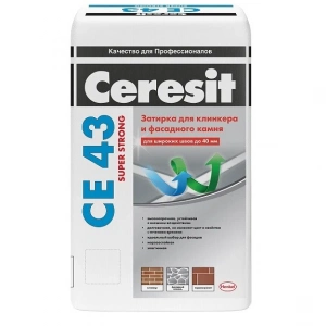 Купить Затирка для широких швов Ceresit CE 43 Super Strong №07 серая, 25 кг оптом в Москве от производителя