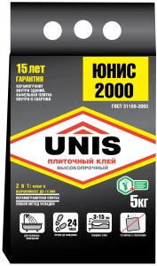 Купить Клей плиточный Юнис 2000, 5 кг оптом в Москве от производителя