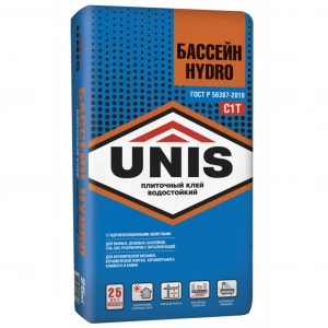 Купить Клей плиточный Юнис Бассейн HYDRO, 25 кг. оптом в Москве от производителя
