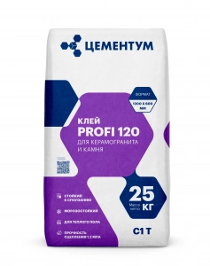 Купить ЦЕМЕНТУМ Клей для плитки Profi 120, С1Т 25 кг (56шт/под) оптом в Москве от производителя