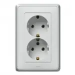 Купить 773627 Розетка двойная 2конт. + земля Carvia белый оптом в Москве от производителя