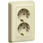 Купить 773727 Розетка двойная 2конт. + земля Carvia сл. кость оптом в Москве от производителя