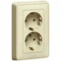 Купить 773727 Розетка двойная 2конт. + земля Carvia сл. кость оптом в Москве от производителя