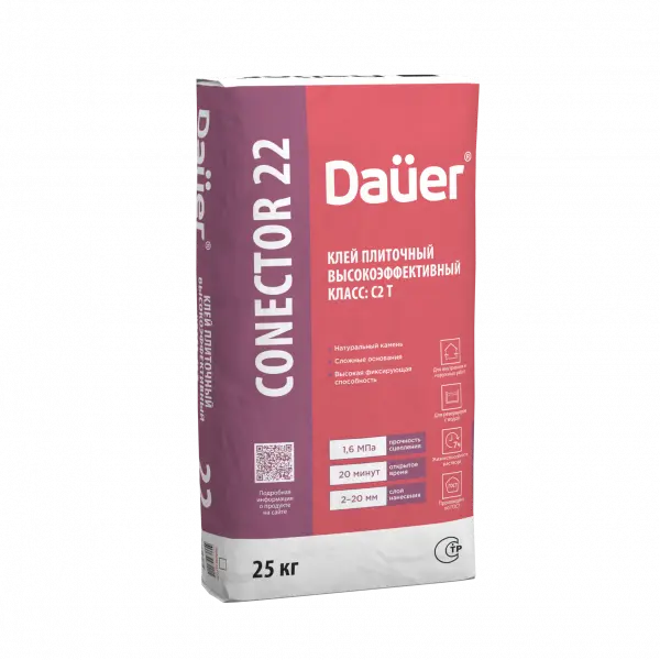 Купить Dauer CONECTOR FORCE 22 С2Т Клей плиточный Высокоэффективный 25 кг оптом в Москве от производителя