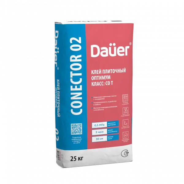 Купить Dauer Conector 02 Клей плиточный Оптимум 25 кг (Класс С0 Т) оптом в Москве от производителя