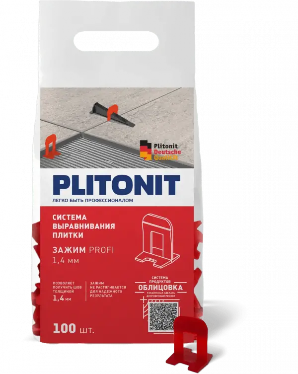 Купить PLITONIT зажим SVP-PROFI 1,4 мм (100 шт) (24пак в короб/(1000пак/подд.) оптом в Москве от производителя