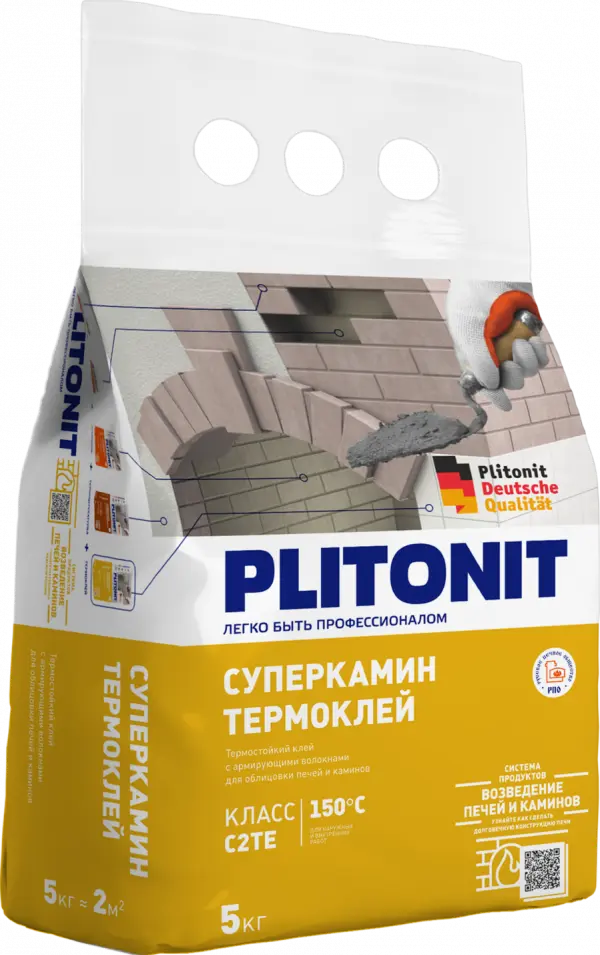 Купить PLITONIT СуперКамин ТермоКлей для облицовки печей и каминов 5 кг (224шт/подд.) оптом в Москве от производителя