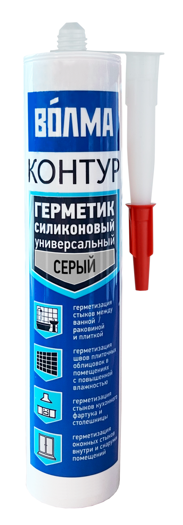 Купить ВОЛМА Контур Герметик силиконовый универсальный  290мл серый оптом в Москве от производителя