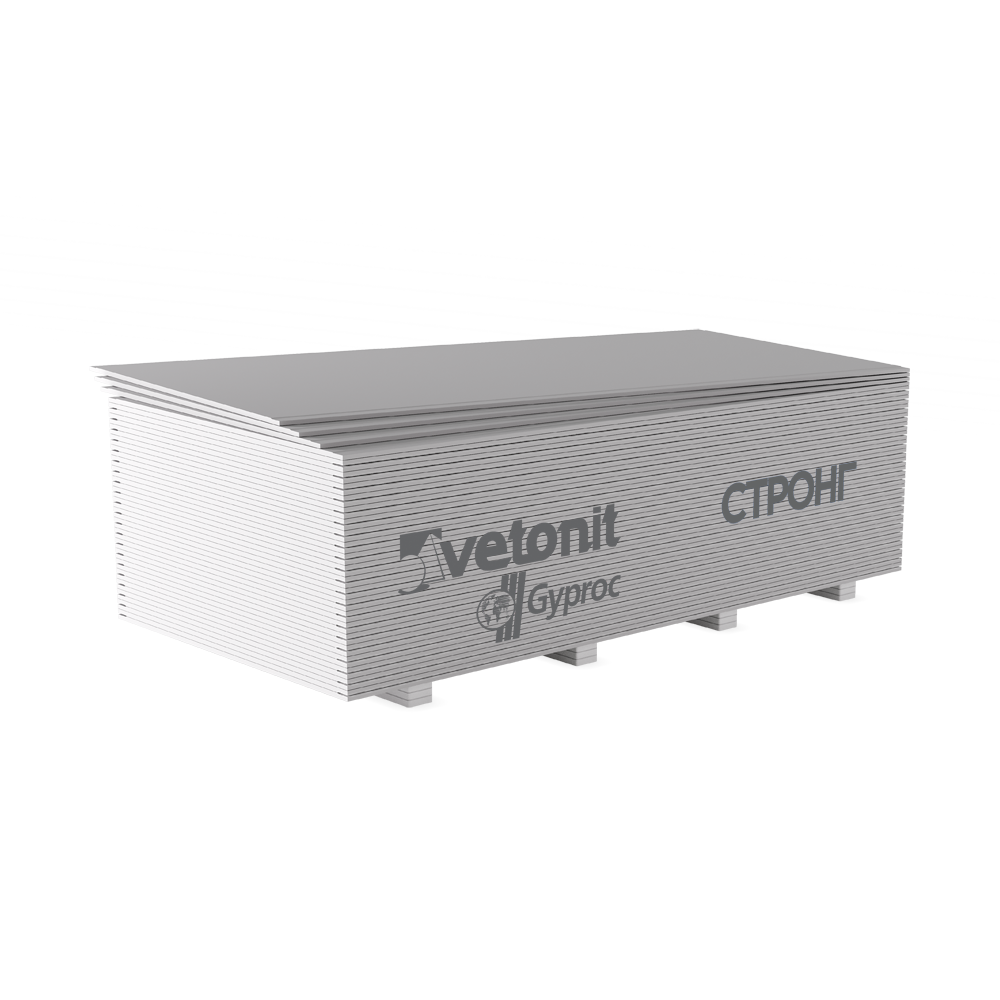Купить Гипсокартон ВЕТОНИТ СТРОНГ  2500x1200x15 УК (46шт/под) оптом в Москве от производителя
