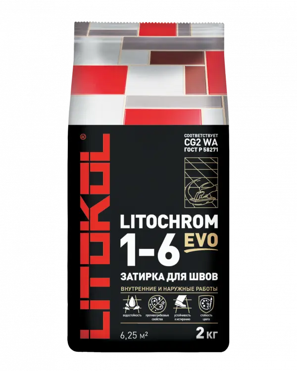 Купить Литокол Litochrom 1-6 EVO LE.135 затирочная смесь Антрацит 2кг оптом в Москве от производителя