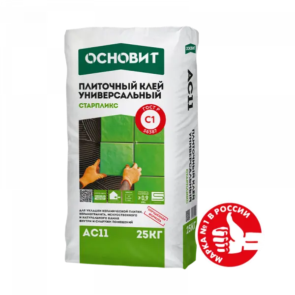 Купить Клей плиточный Основит Старпликс АС11 универсальный, 25 кг оптом в Москве от производителя