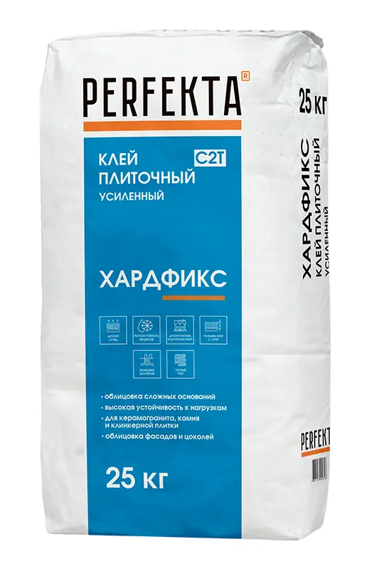 Купить Плиточный клей усиленный Перфекта Хардфикс C2 Т, 25 кг (48шт/подд) оптом в Москве от производителя