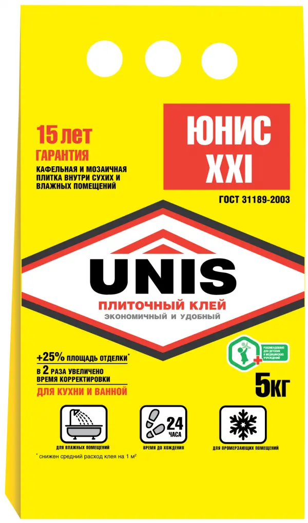 Купить Клей плиточный Юнис ХХI, 5 кг оптом в Москве от производителя