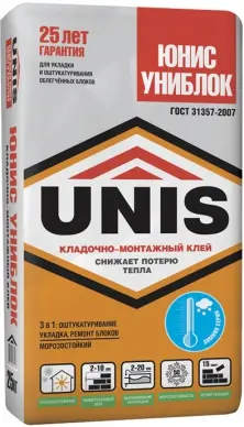 Купить Монтажно-кладочный клей Юнис Униблок Зимний , 25 кг оптом в Москве от производителя