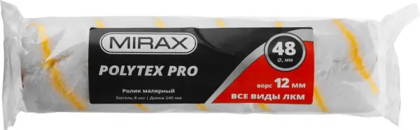 Купить MIRAX POLYTEX Pro 48 мм, 240 мм, ворс 12 мм, полиакрил/полиэстер, Малярный ролик (02816-24) оптом в Москве от производителя