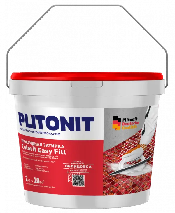Купить PLITONIT Colorit EasyFill эпоксидная затирка для межплиточных швов и реактивный клей для плитки, белый 2 кг (96шт/подд.) оптом в Москве от производителя
