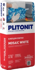 Купить PLITONIT MOSAIC WHITE белый клей для для для стеклянной мозаики, керамической плитки, керамогранита и натурального камня, клас 25 кг  (48шт/подд.) оптом в Москве от производителя
