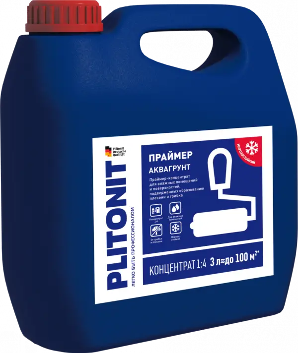 Купить PLITONIT АкваГрунт Праймер-концентрат 1:4 акрилатный для влажных помещений 3 кг  (144шт/подд.) оптом в Москве от производителя