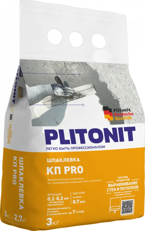 Купить PLITONIT КПpro Финишная шпаклевка на полимерной основе для стен и потолков 3 кг  (224шт/подд.) оптом в Москве от производителя